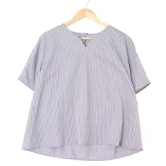 新品★ 未使用 green label relaxing ユナイテッドアローズ 半袖 ストライプ スキッパー シャツ ブラウス Sz.F レディース