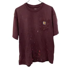 carhartt 半袖 ロゴTシャツ XL～ ボルドー プルオーバー ポケット付き ビッグサイズ カーハート 古着卸 アメリカ仕入 a705-5559