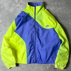 90s NIKE 初期 銀タグ フルジップ ナイロン ジャケット M / 90年代 オールド ナイキ スウォッシュ 蛍光 イエロー