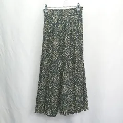 ◇ Θ Mila Owen ミラ オーウェン ウエストゴム 花柄 ロング フレアー スカート サイズ0 ブラック レディース E  【1412260014625】