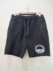 Abercrombie&Fitch アバクロンビー&フィッチ ショートパンツ ロゴ 刺繍 ワッペン 無地 ブラック Mサイズ