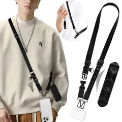 新品 [Ganve] スマホストラップ 斜めがけ 首掛け 肩掛け 【バックル 】 全機種対応 携帯ストラップ 太い 幅2cm 多機能 ナイロン ショルダーベルト 丈夫 登山 サコッシュ用紐 長さ調節可能 スマホショルダー 軽量 耐久性 ネックストラップ 落下防