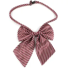 【数量限定】リボン 制服 ボウタイ リボンタイ 蝶ネクタイ スクールリボン 蝶結び 調節可能 K] ストライプ柄 [Allegra 女子