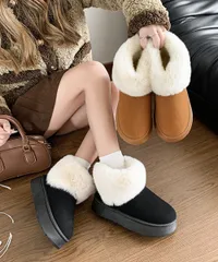 ムートンブーツ 厚底 ファーブーツ 秋冬