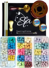 seasta シーリングスタンプセット スターターキット シーリングワックス 30色 イリュージョン パール パステル 粒タイプ 構成品: ワックスビーズ 封蝋 スプーン 金( 30色イリュージョン＆パール＆パステル,  set-スタンプなし)