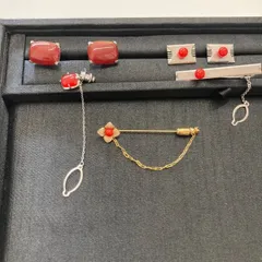 赤石タイピン　カフリンクスまとめ売り