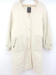 ◇ w closet 切替 スウェード風 Vネック 長袖 キルティング コート サイズF アイボリー ベージュ系 レディース E  【1303280009428】