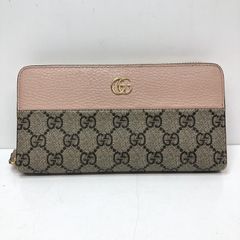 美品 グッチ 長財布 ラウンドファスナー GG キャンバス バンブー