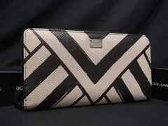 ■新品■未使用■ DOLCE＆GABBANA ドルチェ&amp;ガッバーナ PVC ラウンドファスナー 長財布 ウォレット ブラック系×ベージュ系 AU7643 のサムネイル