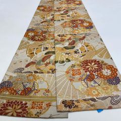 丸帯 アンティーク ヴィンテージ 全通 金帯 386cm 花嫁衣装 貸衣装 中古 リサイクル 結婚式 婚礼 着付け 舞台 きもの 着物 4151