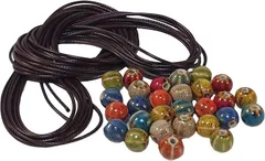 miagolale 景徳鎮陶器ビーズ 12mm玉 7色x4個 ワックスコード6m付き アクセサリーパーツ 手芸 材料 アクセサリー作り すいか模様 計28個(マルチカラー)