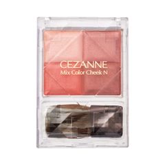 セザンヌ ミックスカラーチークN01 ウォームローズ 7.1g パウダーチーク しっとり 4色グラデーション ブラシ付き グラム (x 1) [01 ウォームローズ]