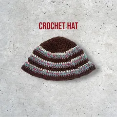 【クロシェハット】冬用　毛糸　ハンドメイド　クラッシャーハット　バケットハット　ニット帽　かぎ針