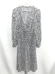 ◇ ⊂ DAZY デイジー 花柄 長袖 ロング ワンピース サイズXL ブラック系 レディース E  【1410100034987】