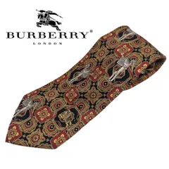 【良品】バーバリー ロンドン ロゴ 刺繍 ネクタイ 紺 総柄