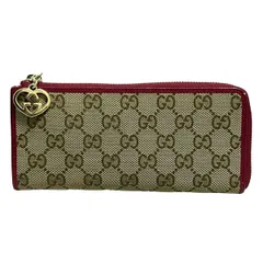 08 美品 GUCCI L字ファスナー シマ 長財布 DB ij2