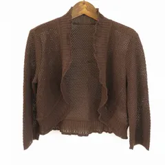 #a レリアン Leilian ボレロ カーディガン 9 茶 茶色 ブラウン 七分袖 ニット 9号 日本製 レディース 930674 k01