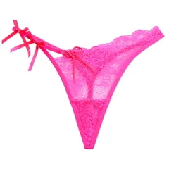 レディース Tバック ショーツ レース 花柄 サイドストリング Gストリング アシンメトリー リボン 透ける スケスケ セクシー かわいい シースルー 美尻 rt-047