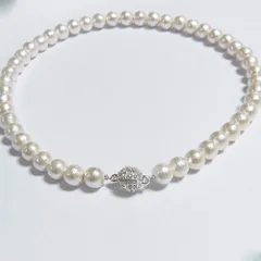 コットンパール ネックレス 8mm ナチュラルホワイト 日本製 40ｍ 標準長さ