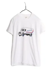 【お得なクーポン配布中!】 80s USA製 企業 トラック イラスト プリント Tシャツ メンズ M 小さめ S / 80年代 ヴィンテージ 企業物 当時物 シングルステッチ ホワイト