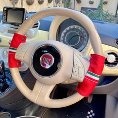 No.512 FIAT ステアリングカバー二点セット　ハンドメイド
