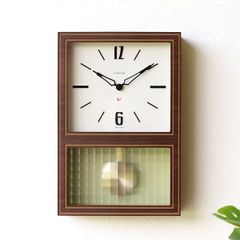 振り子時計 掛け時計 壁掛け時計 おしゃれ 木製 レトロ モダン シンプル 四角 見やすい 日本製 クラシックな振り子時計 ウォルナット