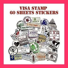 【スタッフおすすめ！】ビザ スタンプ ステッカー 60枚セット PVC 防水 シール VISA スーツケース MacBook パスポート イミグレーション [並行輸入品]
