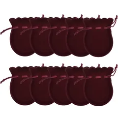 多機能 10枚入りアクセサリー保存 ギフトバッグ ジュエリーポーチ 小物入れ ベロア調 ラッピング 巾着袋 プレゼント用収納袋