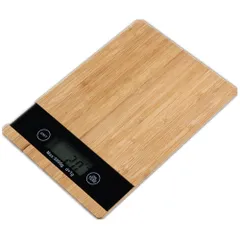 【特価セール】NEMISO デジタルスケール 電子秤 デジタル はかり クッキングスケール キッチンスケール コンパクト 小型 超薄型 液晶 ディスプレイ 風袋引き機能 オートオフ機能 1g 5kg 高精度 果物 野菜 料理用 測量 計量 単四電池タイプ 竹製