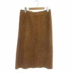 ドルチェ&ガッバーナ ドルガバ DOLCE&GABBANA スウェードスカート ロング フレア ビジュー 40 茶色 ブラウン /DO ■OSのサムネイル