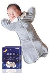 【特価商品】【夜泣き・寝かしつけ専門家が監修】 おくるみ スワドル GUSUMIN 新生児 夜泣き対策 (S, グレー)