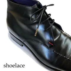 靴紐 シューレース 革靴に ロー引き 丸紐 黒 2.5mm 靴ひも  金属セル