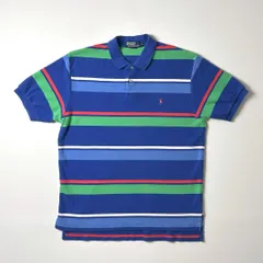 Polo by Ralph Lauren ポロシャツ L 90s 刺繍ロゴ ボーダー柄 メンズ ポロバイラルフローレン ヴィンテージ風 カジュアル スポーツMIX 古着