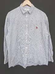 ◇ U.S. POLO ASSN ユーエスポロアッスン ワンポイント 長袖 シャツ ブラウス サイズＦ ブルー系 ホワイト レディース P  【1406180055899】