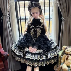 別珍 フル ボンネット 懐古 ロリィタ ロリータ ブラック 黒