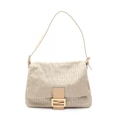 フェンディ FENDI ショルダーバッグ マンマバケット ズッキーノ ベージュ キャンバス レザー ズッキーノ マンマバケット レディース Used A