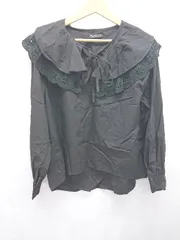 ◇ Θ DAY CLOSET デイ クローゼット リボン レース 長袖 ブラウス カットソー サイズ表記なし ブラック レディース E  【1506110011107】