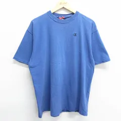 XL/古着 チャンピオン Champion 半袖 ビンテージ Tシャツ メンズ 00s ワンポイントロゴ クルーネック 青 ブルー 24apr15 中古