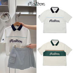 韓国 夏 MALBON ゴルフウェア レディース ポロシャツ 通気性 速乾性 軽量 ポロシャツ
