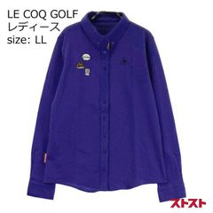 LE COQ GOLF ルコックゴルフ 長袖シャツ ボタンダウン ワッペン ブルー系 LL [240101138328]#