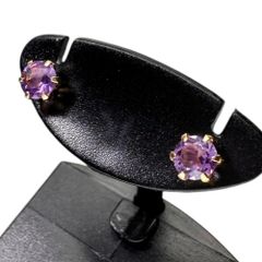 アメジスト 0.20/0.20ct ピアス K18ゴールド 18金  0.5g レディース 【中古】【真子質店】【NN】
