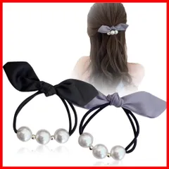 【即発送】蝶結び 韓国風 パール付き ヘアアクセサリー エレガント 髪飾り 華やか 女性 優しい おしゃれ 日常 髪ゴム 通勤 誕生日 発表会 ヘアゴム 結婚式 卒業式 入学式 パーティー FASELE 記念日 プレゼント （2点セット）