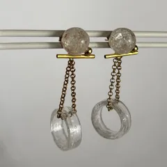 no.65 クリア チェーン ゆらゆら ピアス