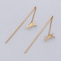 イムニダ様専用ページ【中古】 SAINT LAURENT （サンローラン） ｶｻﾝﾄﾞﾗ ｽﾚｯﾀﾞｰ ｲﾔﾘﾝｸﾞ ブランドジュエリー ピアス/イヤリング YSLロゴ Gold ゴールド 真鍮 618031Y15008030 used:A