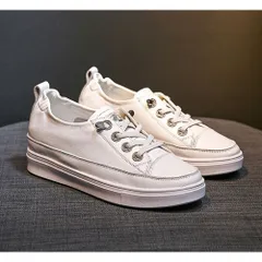 ☆ ホワイト ☆ 38(24cm) ☆ スニーカー 厚底 インヒール スニーカー レディース 本革 レディーススニーカー カジュアルスニーカー おしゃれ カジュアル かわいい 通気性 吸湿性 牛革 快適 着脱簡単 シンプル 女性 疲れにくい 豚革インソール