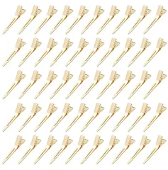 BetterJonny ダッカール ヘアクリップ プロ用 50本セット ワニ口クリップ 前髪 散髪 クリップ 美容業界 美容師 必須ツール 髪留め ヘアピン ワニクリップ ステンレス 前髪クリップ 4.5cm (ゴールド)