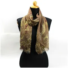 エトロ 長方形 大判 スカーフ ストール ブラウン ペイズリー柄 中古