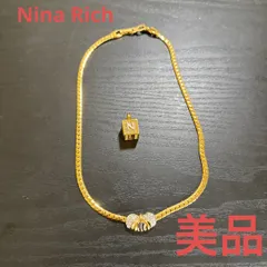 Nina Rich ニナリッチ　ラインストーン付きゴールドカラーネックレス　ペンダントトップおまけ付き