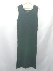 ◇ ⊂ Classical Elf Vネック サイドスリット ノースリーブ ロング丈 ニットワンピース サイズ M ブラック レディース E  【1411280036280】