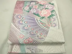平和屋着物◎六通柄袋帯　唐織　花蝶の舞　銀糸　逸品　CAAE7550in